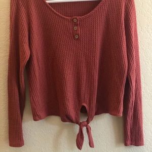 Paper Crane Henley Top with Front Tie